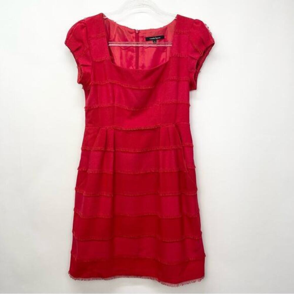 Nanette Lepore‎ Red Dress Size 4 Fringe Sheath Knee Length